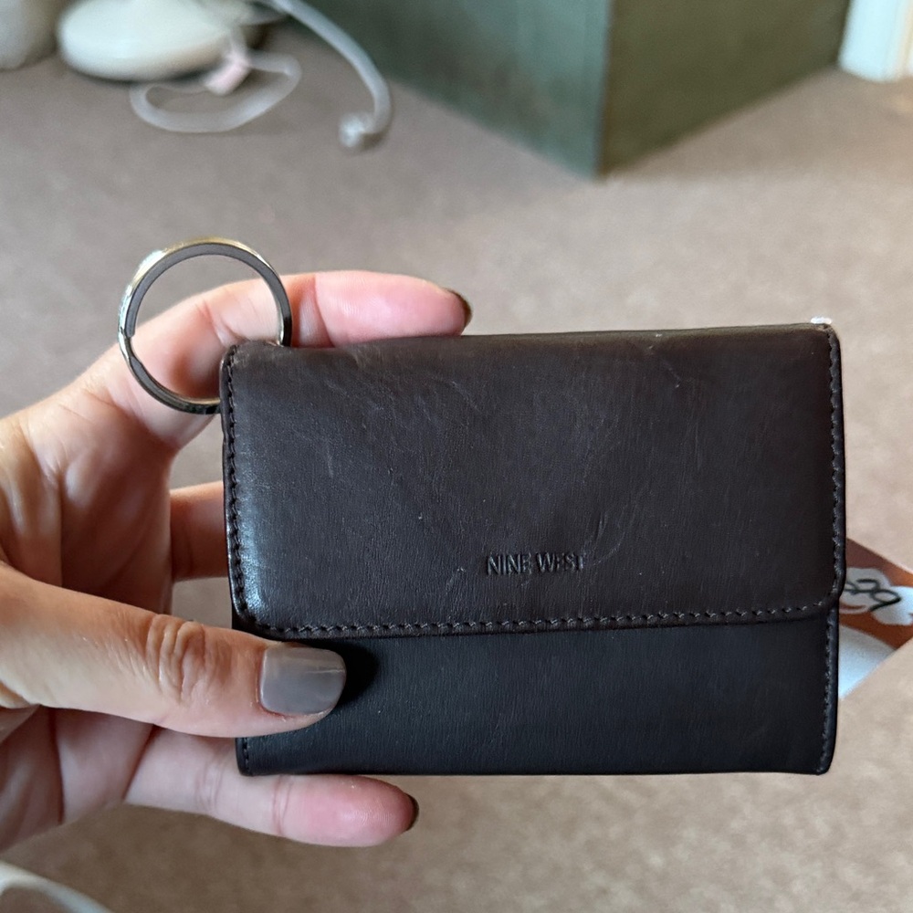 Nine West Dark Brown Leather Card Holder